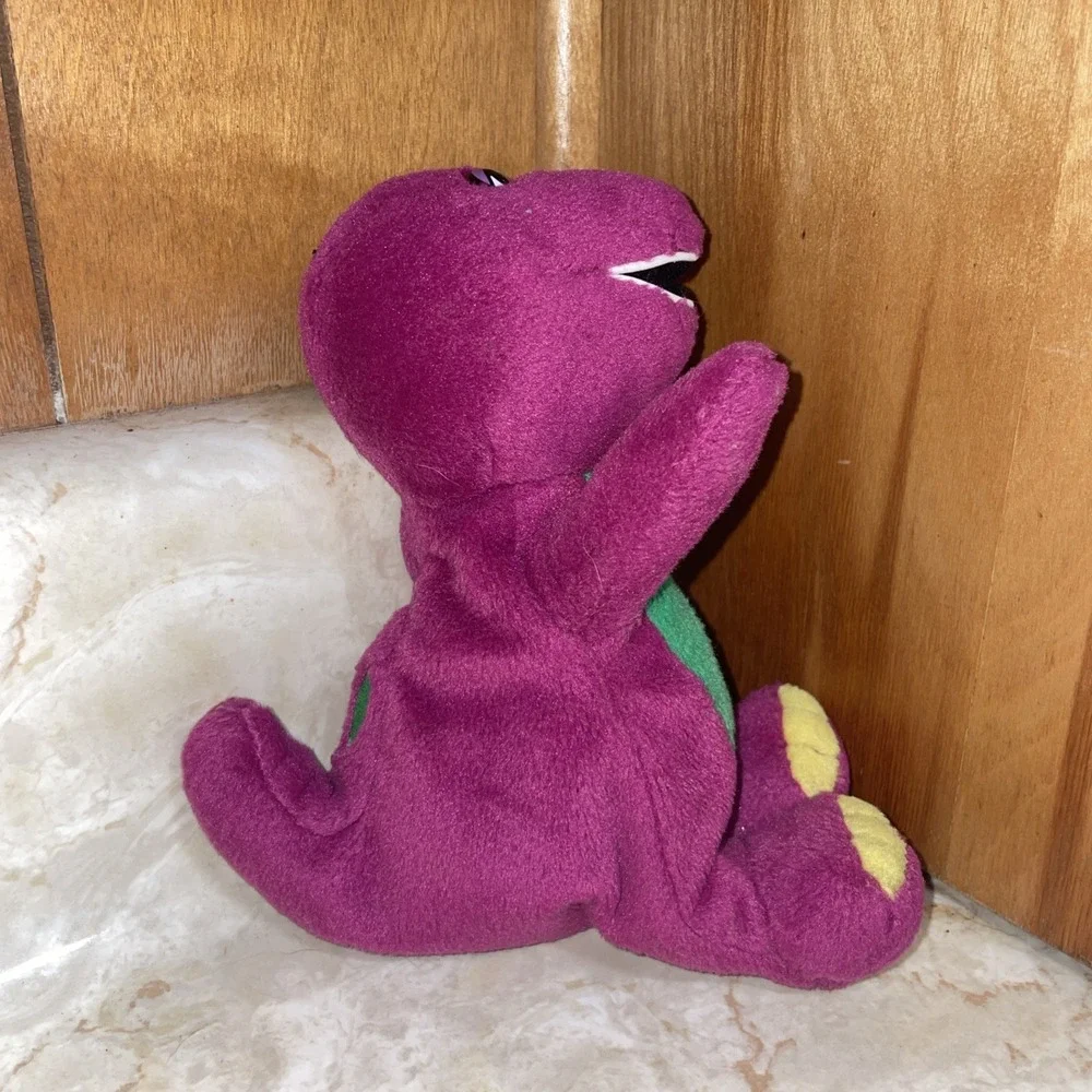 Vintage 1997 Gund Lyons Group Tiny Barney Purple Dinosaur Beanbag Plush 7